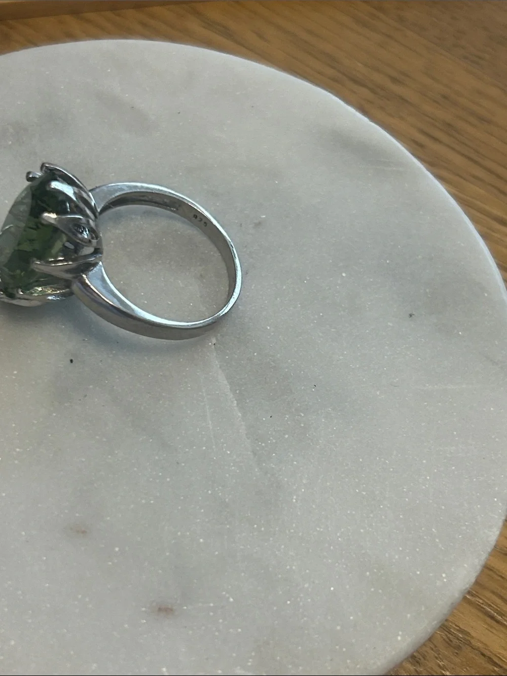 Sterling Silver Green Oval Gemstone Halo Ring - Women's Jewelry